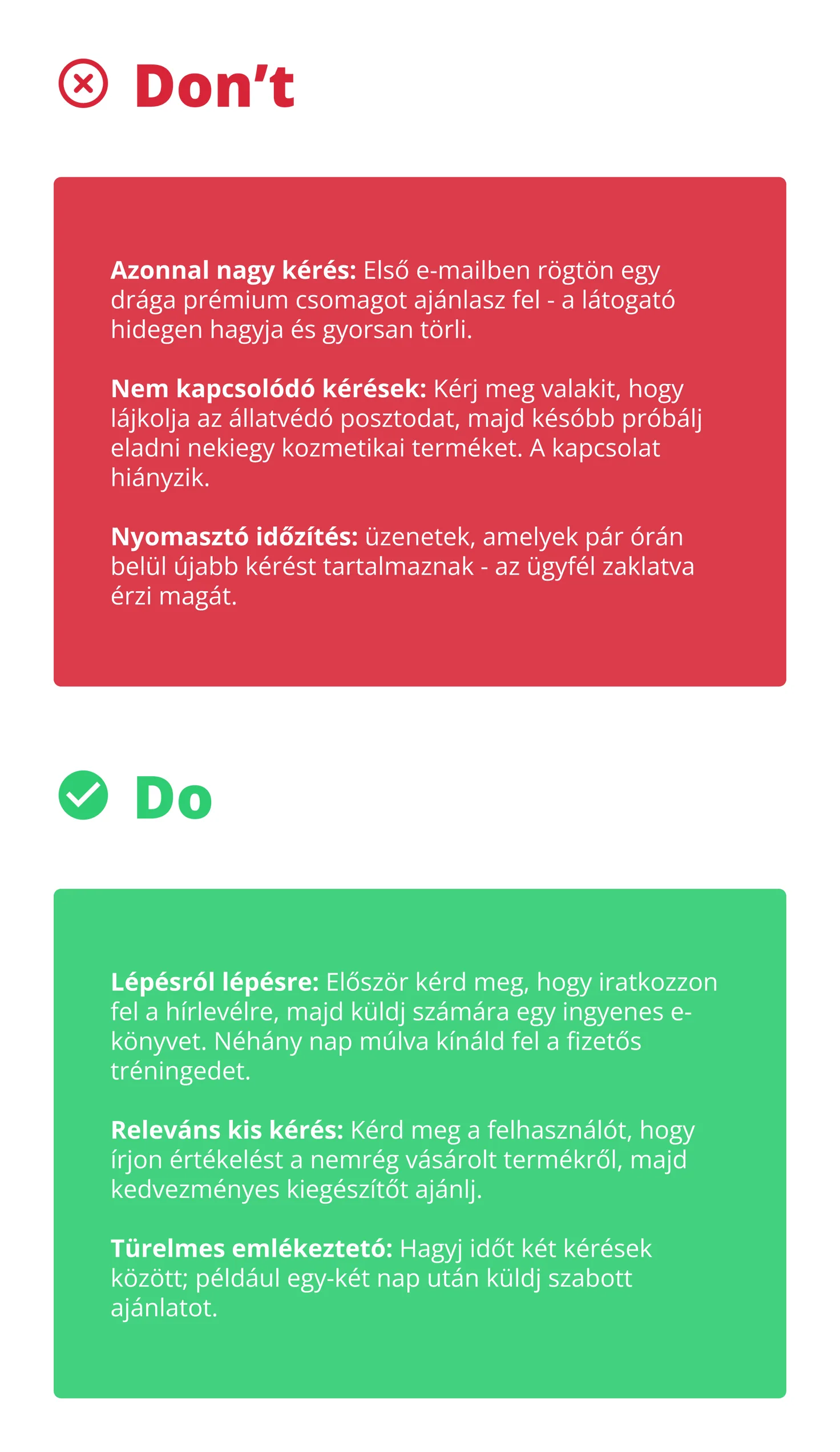 Foot-in-the-door technika helyes és helytelen alkalmazása – Do vs Don't