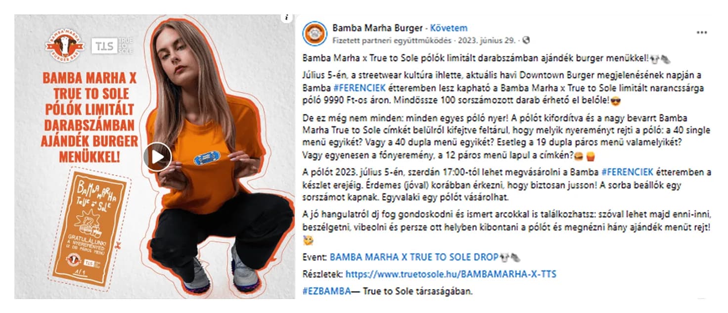 Bamba Marha x True to Sole limitált kollaboráció – szűkösség marketing példa