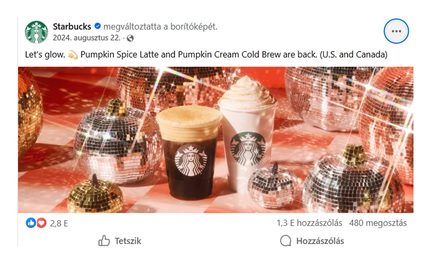 Starbucks Pumpkin Latte is back